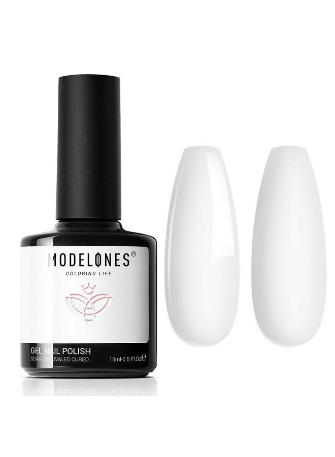 Modelones Gel Nail Polish, 1 Pcs 15 ML White Gel Nail Polish Soak Off White Gel Polish White Nail Polish Art Design for Women Girl Nail Lovers Gift Salon DIY Winter Gel Manicure - Image 1