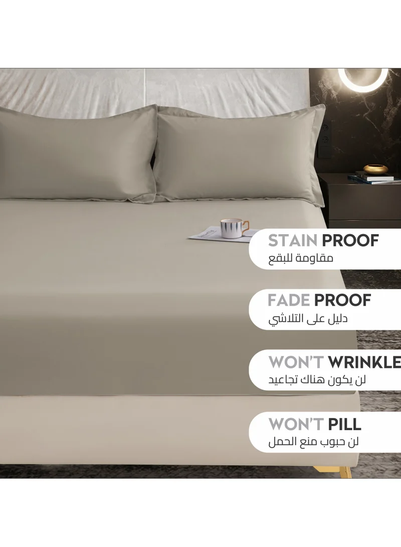 Donetella Bedding Fitted Sheet - Fits 200x200 Cm For Super King Bed - 3 Pcs (1 Fitted Sheet and 2 Pillowcases) - 35 Cm Deep Pocket - Solid Bed Sheet