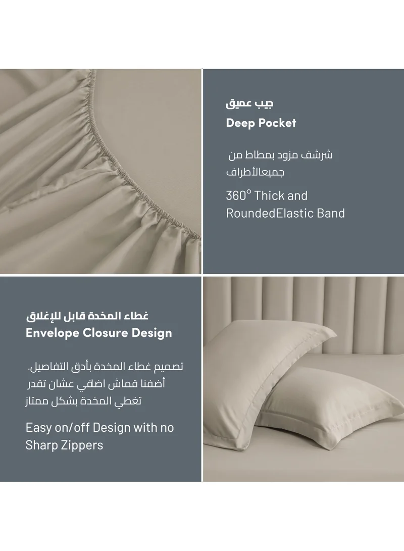 Donetella Bedding Fitted Sheet - Fits 200x200 Cm For Super King Bed - 3 Pcs (1 Fitted Sheet and 2 Pillowcases) - 35 Cm Deep Pocket - Solid Bed Sheet