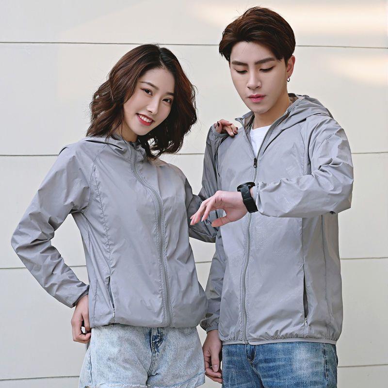 Generic New Sunscreen Clothing Womens Short Long-sleeved Spring and Summer Couples Sunscreen Clothing Coat Western Style All-match Sunscreen Shirt for Men Grey (pocket plus zipper)