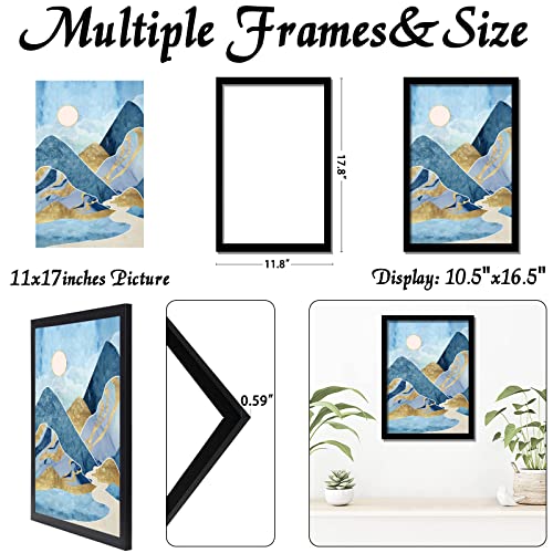keibiubu Black Picture Frame, 11x17 Picture Frame for Photo Poster Canvas Certificate Document Display Horizontally or Vertically High Transparent Wall Gallery(Size 11 x 17 inches) - Image 3