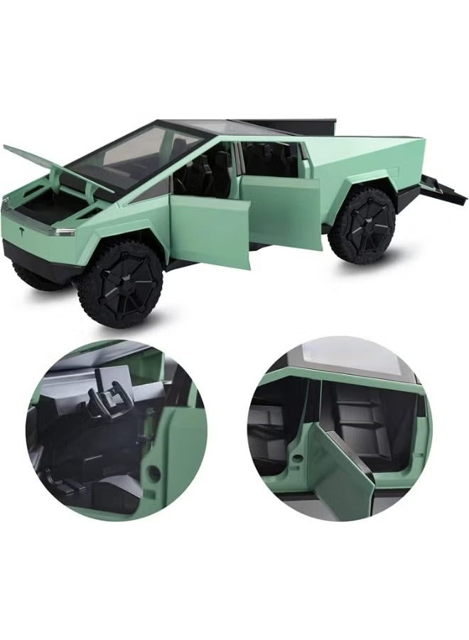 Tesla NEW REZZOSS  1/32 Pickup Truck and Trailer Toys with Light and Pull Back, Alloy Diecast Pickup Trailer RV Model Kit, Diecast Model Car Toy Truck and Trailer for Boys Adults as Birthday Gifts - Image 2