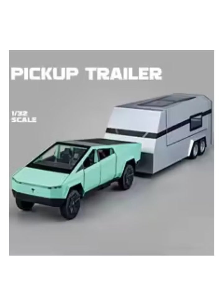 Tesla NEW REZZOSS  1/32 Pickup Truck and Trailer Toys with Light and Pull Back, Alloy Diecast Pickup Trailer RV Model Kit, Diecast Model Car Toy Truck and Trailer for Boys Adults as Birthday Gifts - Image 4