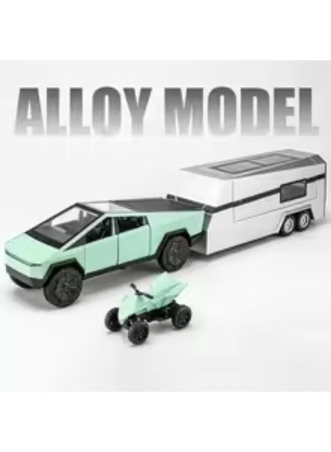 Tesla NEW REZZOSS  1/32 Pickup Truck and Trailer Toys with Light and Pull Back, Alloy Diecast Pickup Trailer RV Model Kit, Diecast Model Car Toy Truck and Trailer for Boys Adults as Birthday Gifts - Image 5