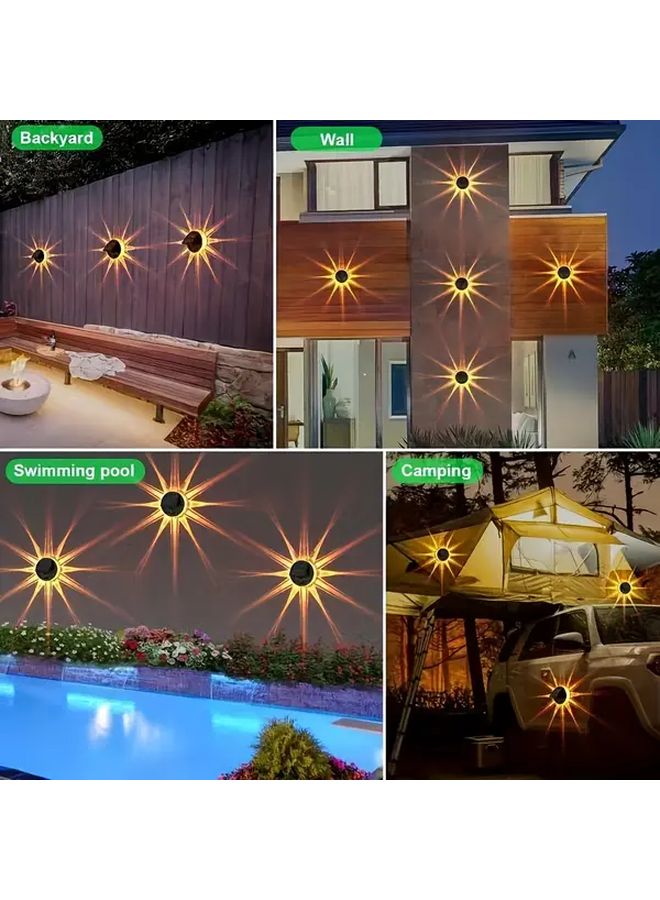 4 Pcs Solar Fence Lights White Warm LED Decorative Star Wall Light for Yard - Image 5
