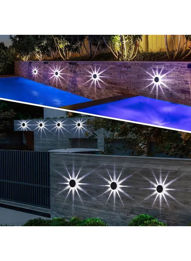 4 Pcs Solar Fence Lights White Warm LED Decorative Star Wall Light for Yard - Image 2