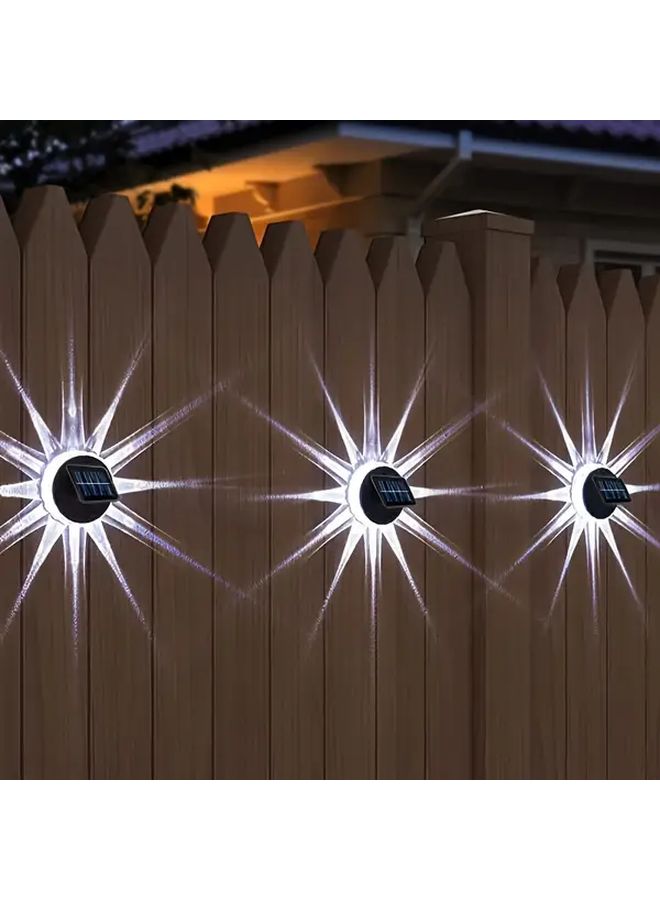4 Pcs Solar Fence Lights White Warm LED Decorative Star Wall Light for Yard - Image 4