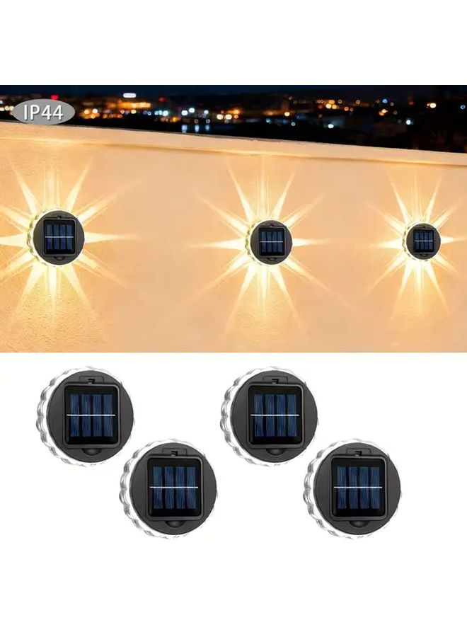 4 Pcs Solar Fence Lights White Warm LED Decorative Star Wall Light for Yard - Image 1