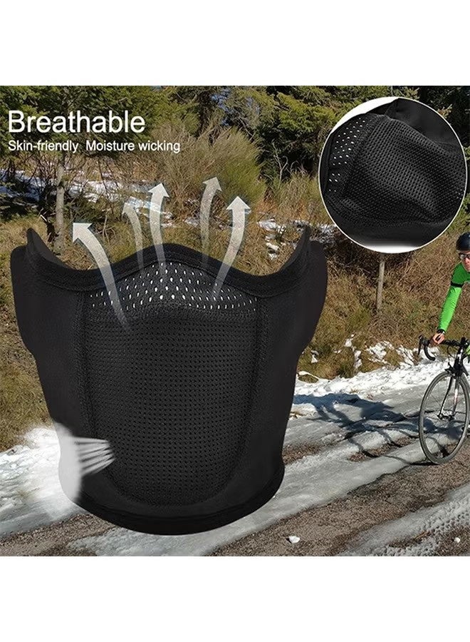 واي جيه نصف قناع الوجه ضد الريح الرجال النساء للتزلج على الجليد ركوب الدراجات النارية الشتاء الرياضة في الهواء الطلق عالية التنفس، الأسود - Image 5