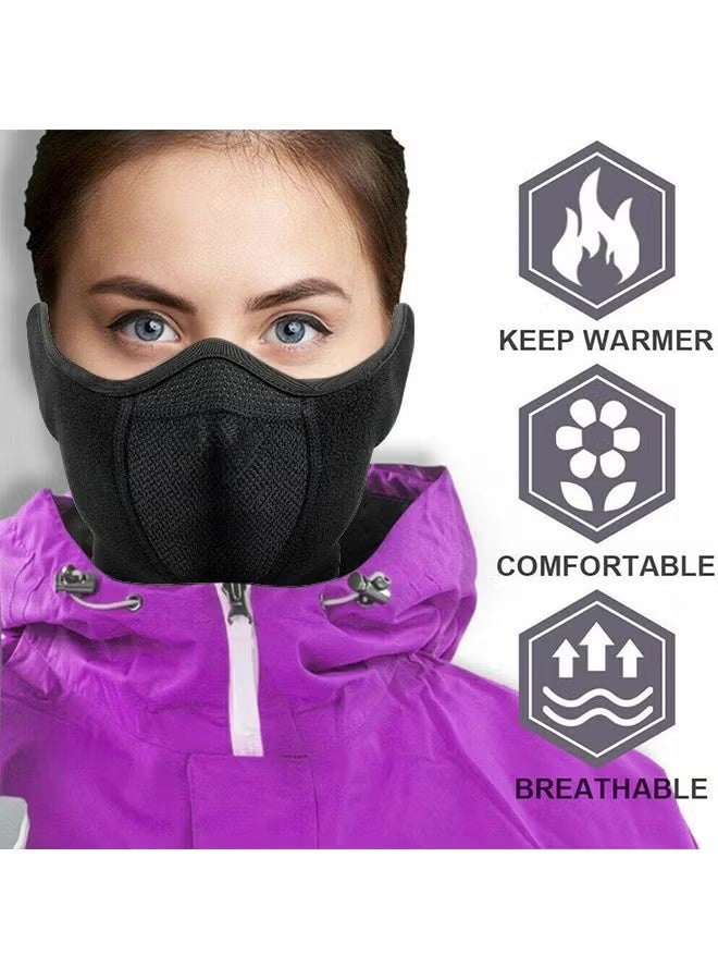 واي جيه نصف قناع الوجه ضد الريح الرجال النساء للتزلج على الجليد ركوب الدراجات النارية الشتاء الرياضة في الهواء الطلق عالية التنفس، الأسود - Image 3