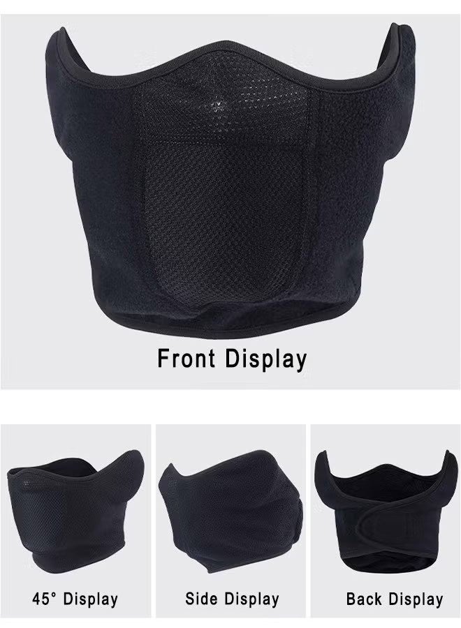 واي جيه نصف قناع الوجه ضد الريح الرجال النساء للتزلج على الجليد ركوب الدراجات النارية الشتاء الرياضة في الهواء الطلق عالية التنفس، الأسود - Image 2