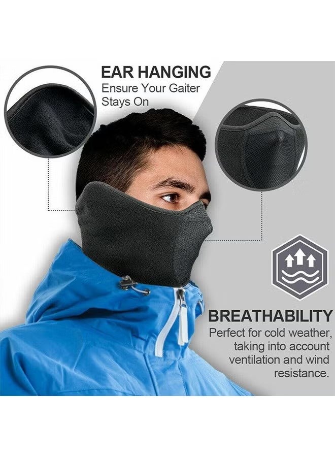 واي جيه نصف قناع الوجه ضد الريح الرجال النساء للتزلج على الجليد ركوب الدراجات النارية الشتاء الرياضة في الهواء الطلق عالية التنفس، الأسود - Image 4