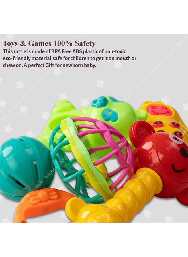 BAYBEE 5 Pcs Baby Toys Rattles Set For Babies 0 6 Months Non Toxic 5 Attractive Rattle Set With Smooth Edges ; Newborn Baby Gift Products ; Rattles Set For Babies 0 6 Months Boy Girl (Rattle Ii) - Image 5