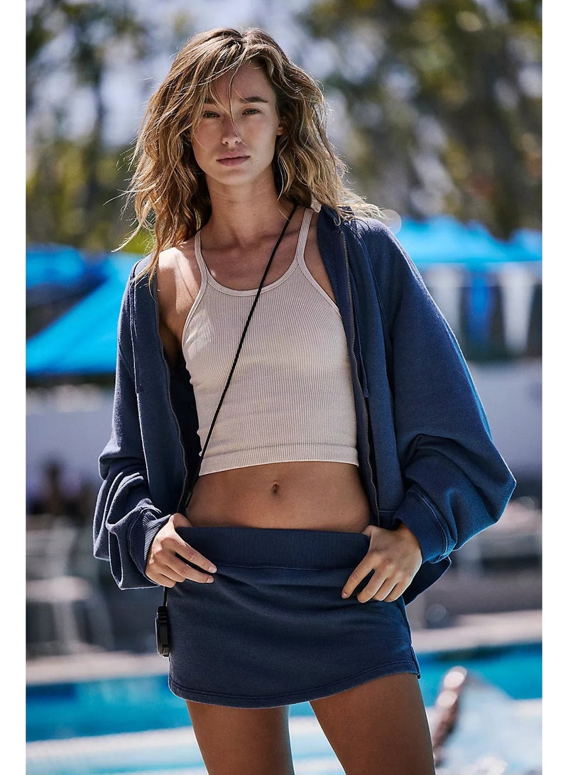 NIBEMINENT Fashion Sports Suit Loose Solid Color Hooded Long Sleeve Zipper Sweatshirt Coat Slim Split Package Hip Skirt Two Piece Set - Image 1