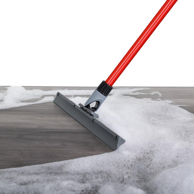 Heavy Duty Floor Squeegee for Concrete and Tile Floor  Silicone Squeegee Broom Floor Scrubber  Large Single Cast Rubber Blade Aluminum Long Handle 360 Swivel Joint  Garage Shower Window Cleaning