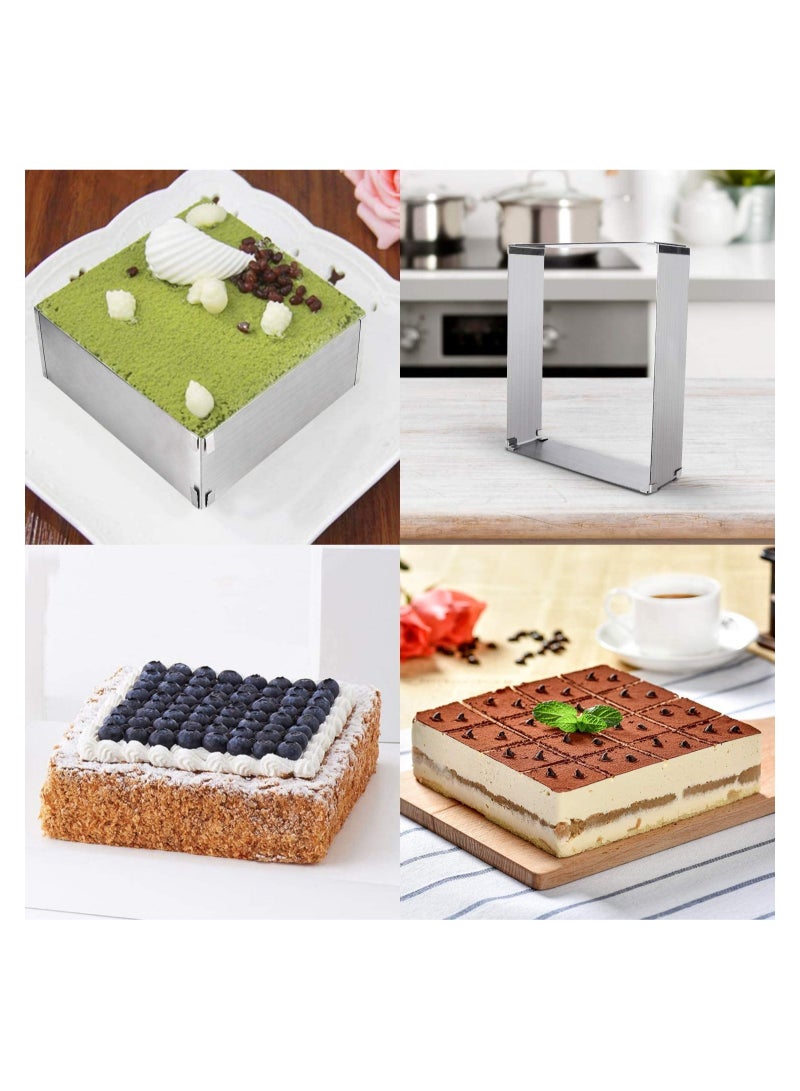SYOSI Adjustable Mousse Mold Stainless Steel Rectangular Mousse Rings Rectangular Stainless Steel Square Ring Cake Ring Patisserie Adjustable Baking Mould Cake Cutter Baking Frame - Image 3