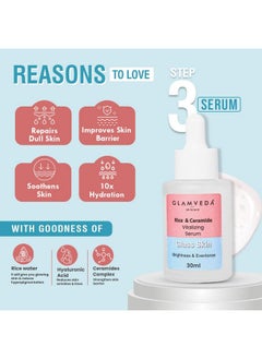 Glamveda Korean Glass Skin Rice & Ceramide 6 Step Daily Skincare Routine For Women With Gift Box | Face Wash, Toner, Serum, Under Eye Cream, Moisturizer & Sunscreen  - Image 5