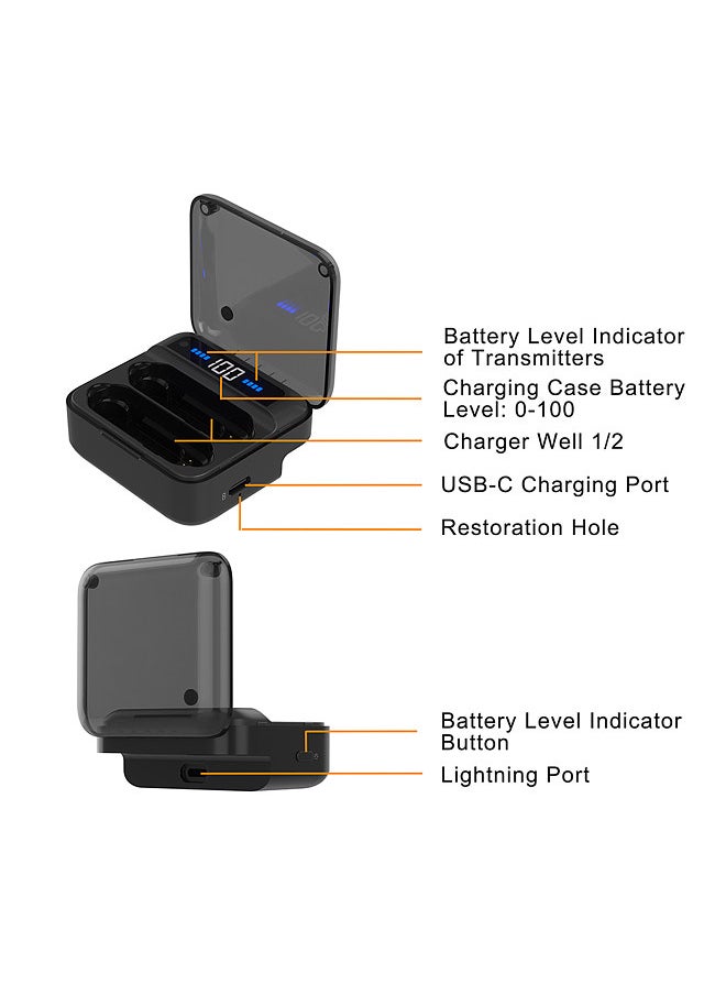 COMICA Vimo S-UC Wireless Microphone System with 1 Receiver & 2 Microphones 200M Transmission Range Built-in Battery with Charging Case Replacement for Android Phones Live Streaming Interview Vlog  - Image 4