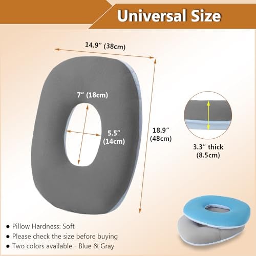 ZNALDP Donut Pillow for Bed Sores Pressure Ulcer Relief Seat Cushion Butt Pillows for Sitting After BBL Hip Surgery Postpartum Medical Ring Cushion for Tailbone Pain Hemorrhoid Pillow Doughnut Pad (Grey) - Image 5