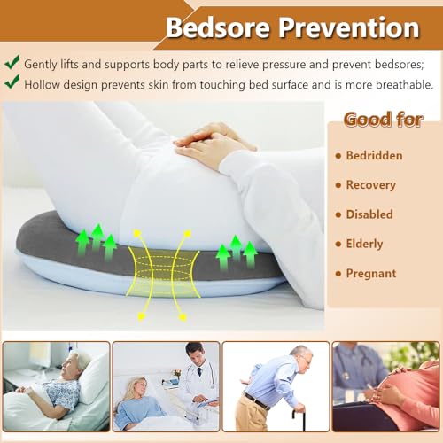 ZNALDP Donut Pillow for Bed Sores Pressure Ulcer Relief Seat Cushion Butt Pillows for Sitting After BBL Hip Surgery Postpartum Medical Ring Cushion for Tailbone Pain Hemorrhoid Pillow Doughnut Pad (Grey) - Image 3