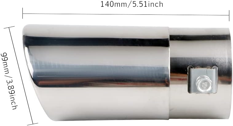 Sakali Polished Exhaust Tip Bolt-On Car Exhaust Tail Muffler Tip Pipes Universal Fit 1.5" to 2.25" (Silver, Straight) - Image 2