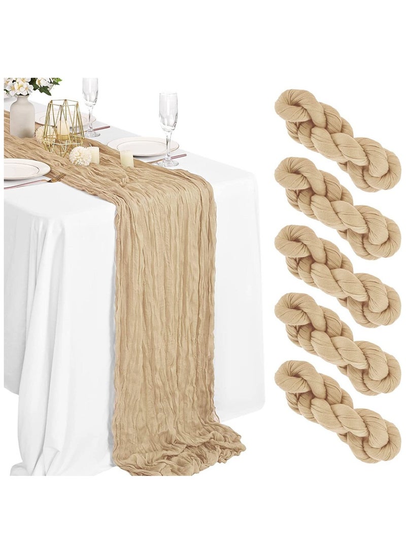 90*400CM Translucent Table Runner Chessian Tablecloth for Wedding Reception Bridal Shower Party Decoration Table Centerpiece(Beige)  - Image 1