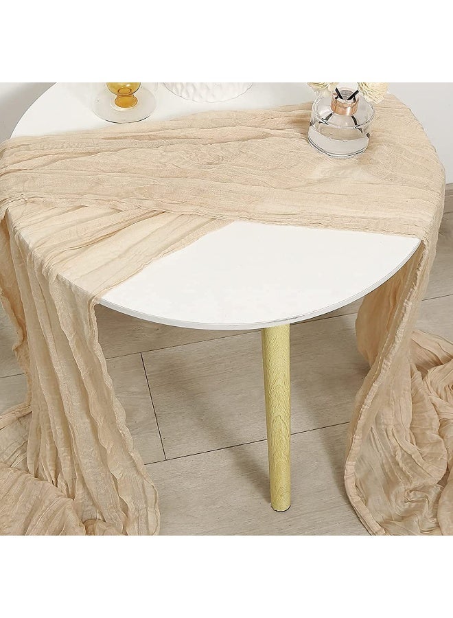 90*400CM Translucent Table Runner Chessian Tablecloth for Wedding Reception Bridal Shower Party Decoration Table Centerpiece(Beige)  - Image 4