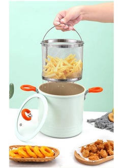 MissTiara 3L Deep Fryer Pot Stainless Steel Frying Pot with Oil Filter Fil and Lid  Plus 250 PCS Oil-absorbing paper for Home Kitchen Mini Deep Frying Pan with Nonslip Handle for Most Stove Heat Insulation  - Image 1