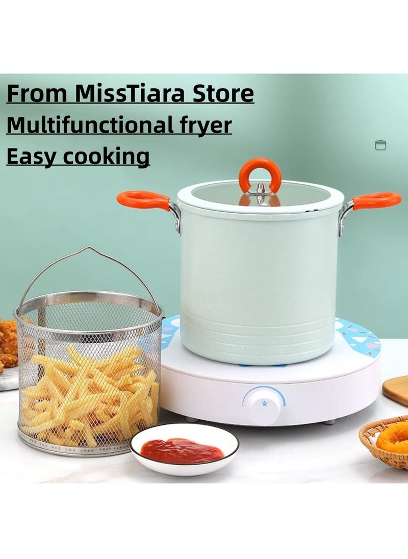 MissTiara 3L Deep Fryer Pot Stainless Steel Frying Pot with Oil Filter Fil and Lid  Plus 250 PCS Oil-absorbing paper for Home Kitchen Mini Deep Frying Pan with Nonslip Handle for Most Stove Heat Insulation  - Image 5