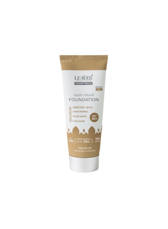 LEAVES SUPER NATURAL FOUNDATION SPF 40+ 25ML (MEDIUM)