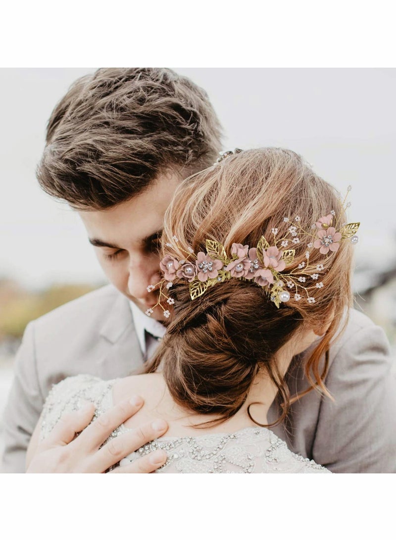 Bridal Floral Hair Comb Set, 4 Handmade Wedding Accessories for Elegant Hairstyles - Image 4