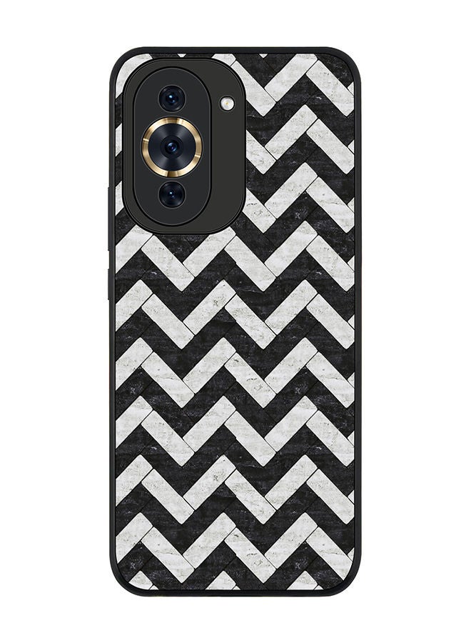Stylizedd Rugged Black edge case for Huawei nova 10 Pro Slim fit Soft Case Flexible Rubber Edges Anti Drop TPU Gel Thin Cover - Chevron Tiles - Image 1