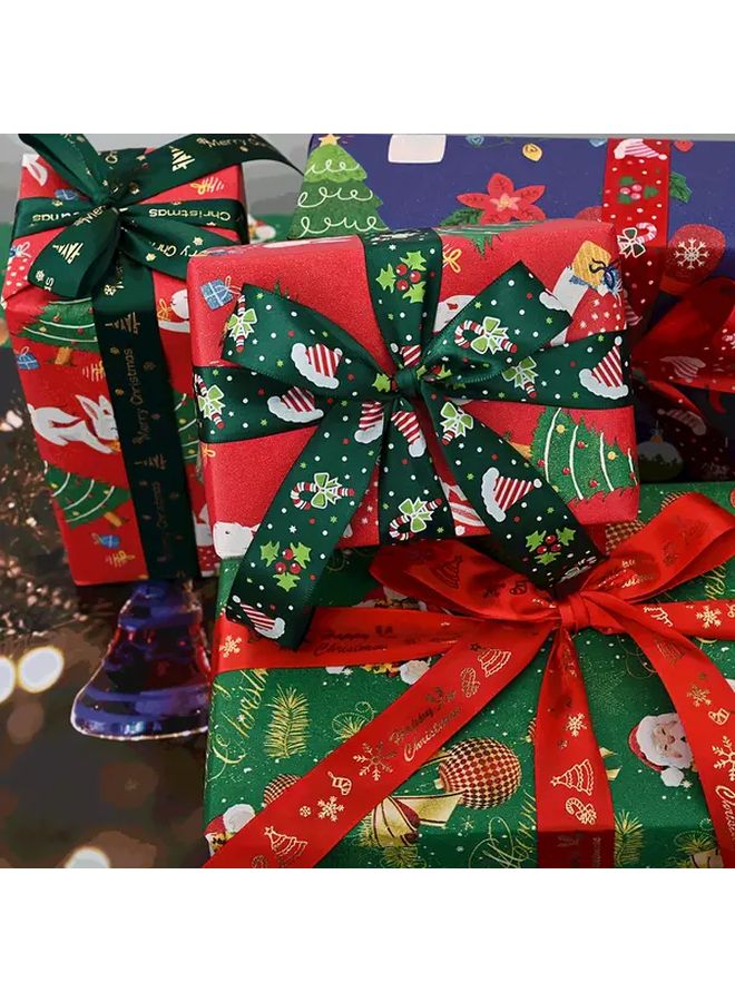 لفافة ورق تغليف هدايا عيد الميلاد بطول 393 بوصة - تصميمات بابا نويل والأقزام والأرانب بالألوان الأحمر والأخضر والأزرق لتغليف الهدايا العطلات - Image 2