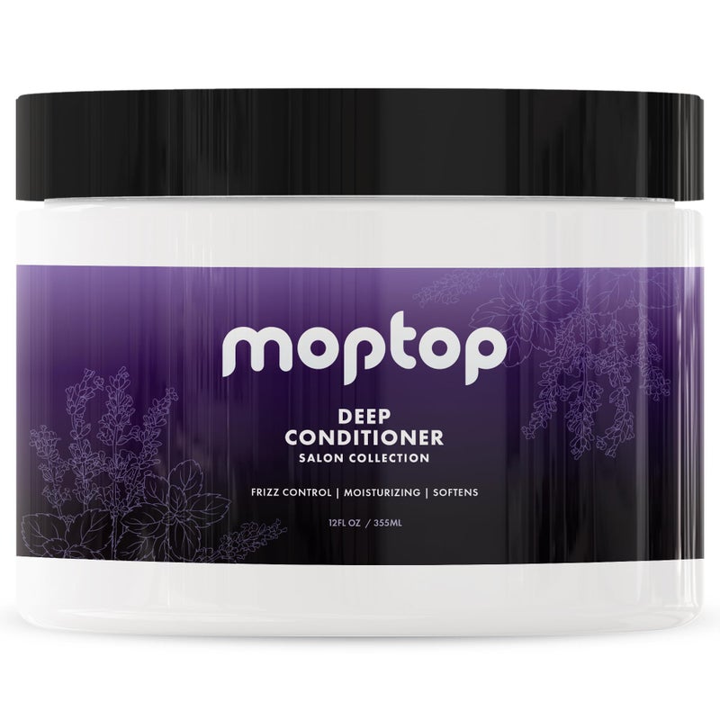 MopTop Salon Deep Conditioner â€“ Conditioning Hair Mask for Intense Hydration for Dry Damaged Hair & Frizzy Curls, Sulfate Free & Paraben Free Hair Care for All Hair Types (Lavender Mint, 12oz) - Image 1
