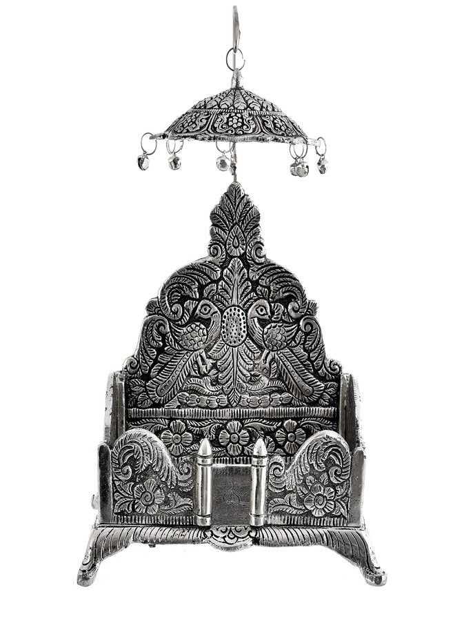 HOUZZPLUS Handicraft Aluminium Laddu Gopal Singhasan Idol For Home Temple, 10.2 Centimeters, 17.78 CM, Silver - Image 3