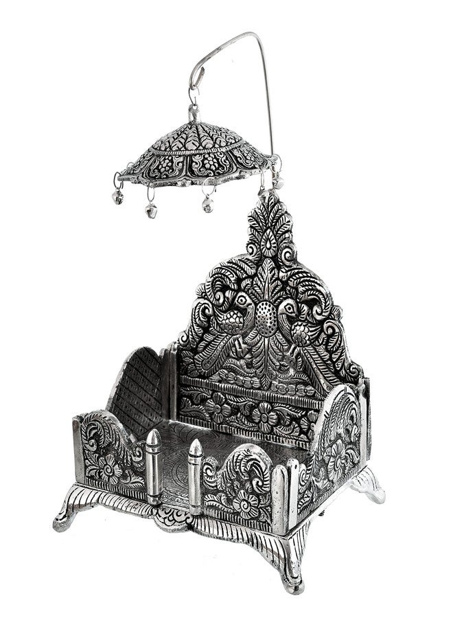 HOUZZPLUS Handicraft Aluminium Laddu Gopal Singhasan Idol For Home Temple, 10.2 Centimeters, 17.78 CM, Silver - Image 2