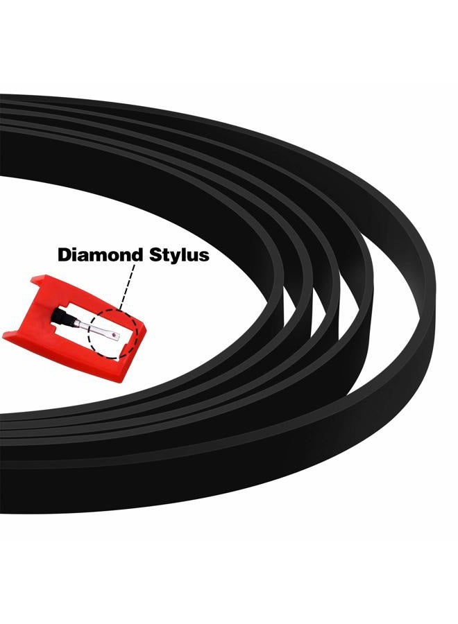 Frienda 5 Pieces Turntable Belt with 5 Pieces Record Player Needle, Replacement Different Specifications Square Cassette Tape Machine Recorder Rubber Belt Diamond Stylus Replacement Needle for Turntable  - Image 3