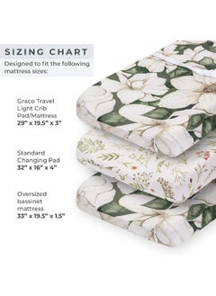 Pobibaby Pobibaby - 2 Pack Premium Changing Pad Cover - Ultra-Soft Cotton Blend, Stylish Floral Pattern, Safe and Snug for Baby  - Image 4