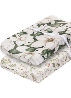 Pobibaby Pobibaby - 2 Pack Premium Changing Pad Cover - Ultra-Soft Cotton Blend, Stylish Floral Pattern, Safe and Snug for Baby  - Image 1