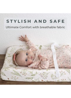 Pobibaby Pobibaby - 2 Pack Premium Changing Pad Cover - Ultra-Soft Cotton Blend, Stylish Floral Pattern, Safe and Snug for Baby  - Image 3
