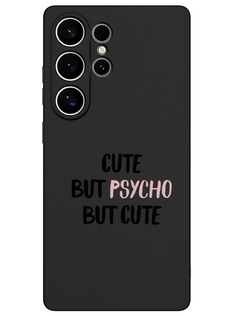 Theodor Protective Slim Fit Case Liquid Silicone Cover with Full Body Protection Anti-Scratch Shockproof Case For Samsung Galaxy S25 Ultra (Black) - cute psycho - Image 1