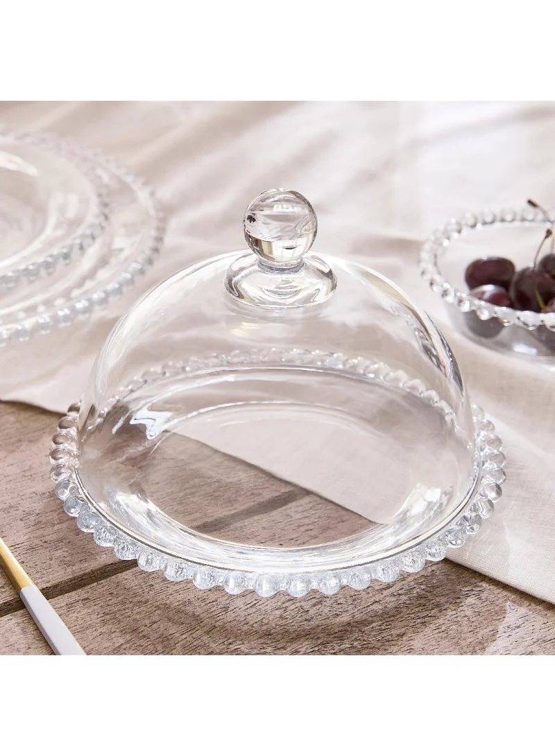 Home Box Merriam Beaded Cake Stand with Dome 19 x 13 x 19 cm