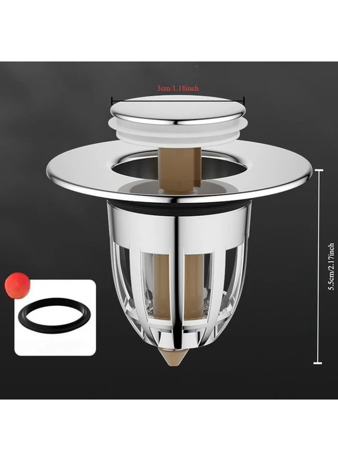 Press Type Pop Up Sink Stopper With Copper Core Hair Catcher Anti Odor Drain Plug - Image 3