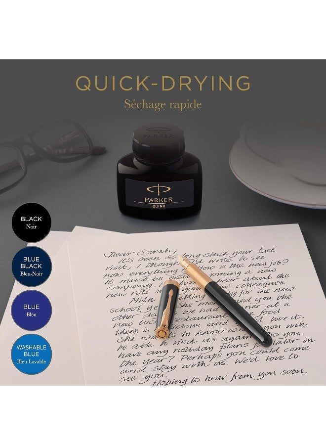 PARKER QUINK Ink Bottle, Washable Blue, 57 ml - Image 4