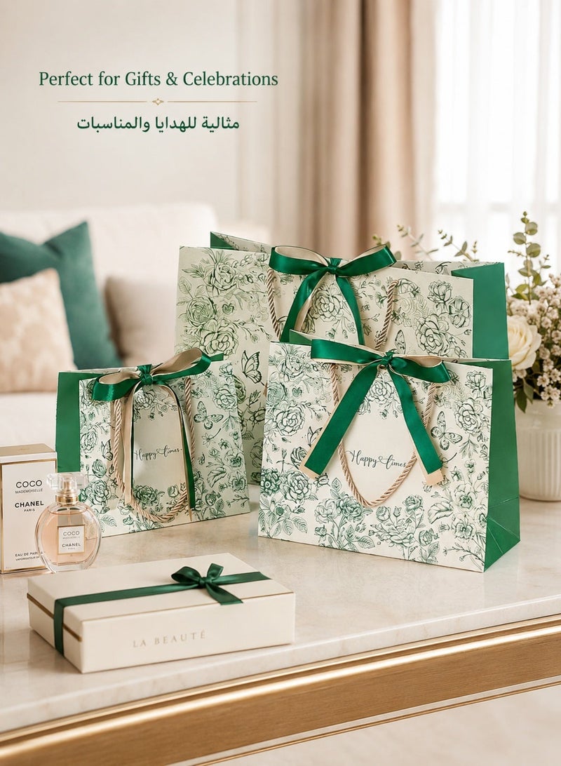Sisily 3Pcs Paper Gift Bags,  Floral Gift Bags in Large Medium Small Sizes, Decorative Paper Gift Bags for Birthday, Wedding, Party and Special Occasions - Image 5