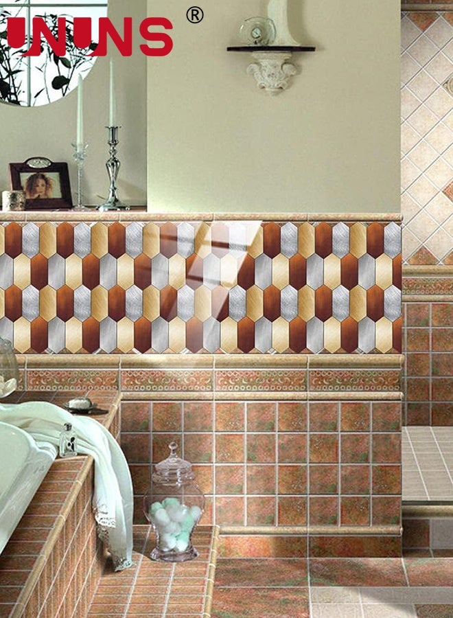 UNUNS Wall Tiles,12PCS Golden Marble Self-Ddhesive Wear-Resistant Floor Wall stickers,Home Kitchen Renovation Wall stickers,High-End Self-Ddhesive Kitchen Splashbacks,Livingroom,Bathroom,20X10cm - Image 4