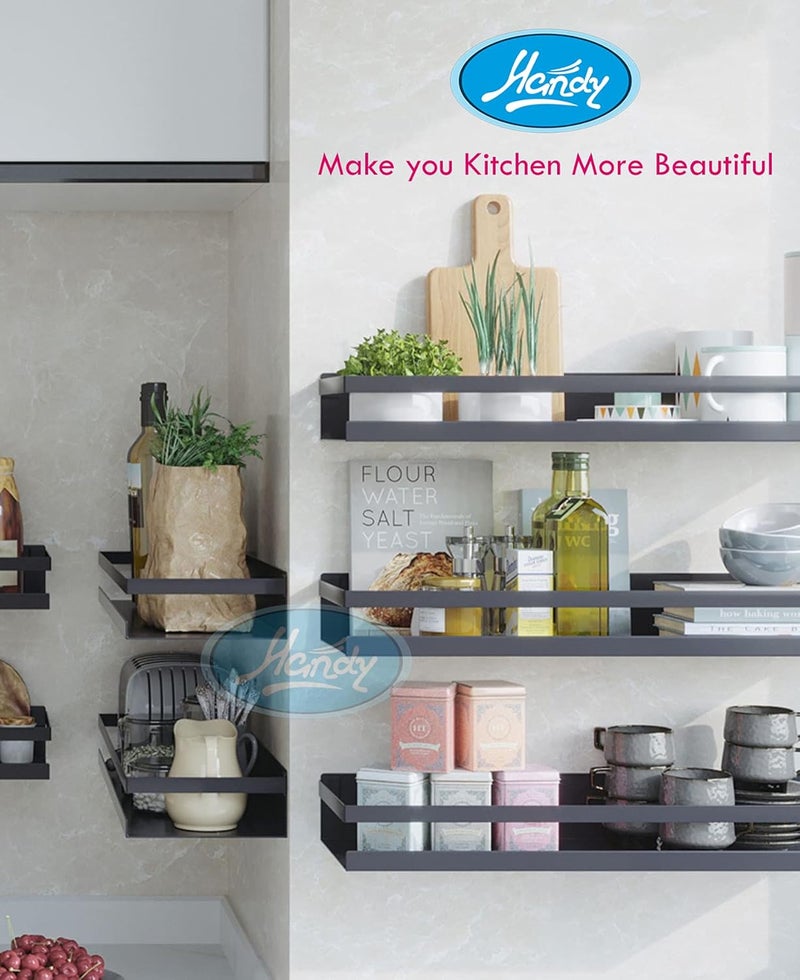 HANDY Luxurious Bathroom Accessories Shelf Black Multipurpose Shelf KitchenBathroom Shelf with Matt Black Finish Bath Shower Shelf Basket Square Modern Style Wall Mounted 12 x 5 inch - Image 3