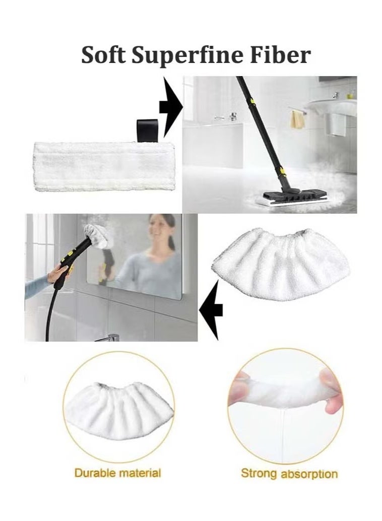 قطع غيار أصلية لأجهزة التنظيف بالبخار من كارشر: مجموعة من 8 قطع من مناشف ووسادات الممسحة المصنوعة من الألياف الدقيقة تناسب موديلات SC2 و SC3 و SC4 و SC5 (4 وسادات + 4 أغطية للفوهات) - Image 3