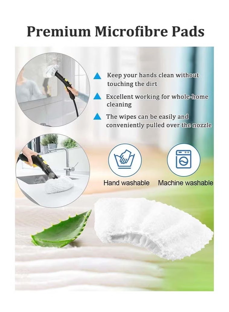 قطع غيار أصلية لأجهزة التنظيف بالبخار من كارشر: مجموعة من 8 قطع من مناشف ووسادات الممسحة المصنوعة من الألياف الدقيقة تناسب موديلات SC2 و SC3 و SC4 و SC5 (4 وسادات + 4 أغطية للفوهات) - Image 5