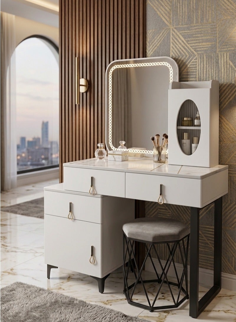 Concent Modern dressing table with LED smart mirror and side storage unit - Image 3